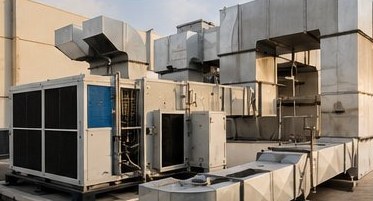 HVAC air handling units installed outdoors